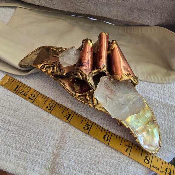 Fancy Nancy - Vintage Belt with Beautifully Detailed Metal Work & Large Quartz - Picture 8 of 10